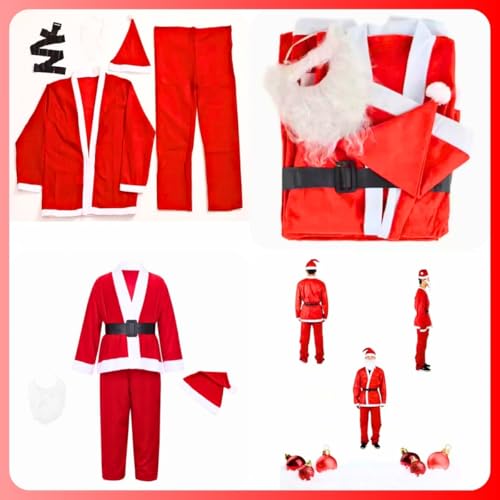 Roupa Completa Papai Noel Festas Eventos Natal Natalino de Feltro Tam Único com 5 Peças Fantasia