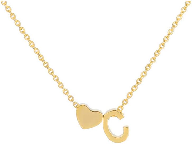 Tiny Gold Silver Love Heart Initial Necklace Personalized Dainty Letter Necklace Name Jewelry for Women Teen Girls Valentine's Day Gift