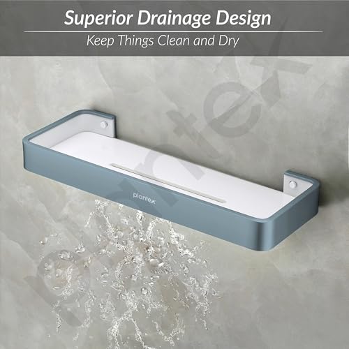 Image of Plantex Shelf for Bathroom /Aluminium and Acrylic Multipurpose Shelf /15x5 inch Shelf for Home /Office /Hotel - Pack of 1 (Grey and Milky White)