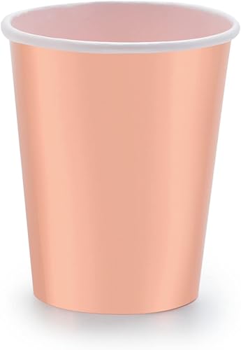 Miniatura 6 de Vasos de papel de oro rosa de 9 onzas [paquete de 50] desechables para bebidas frías y calientes, té, café, agua, leche, jugo, purpurina,
