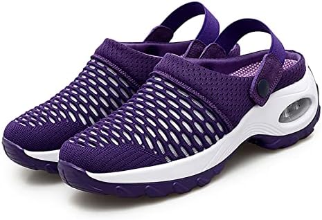 Women's Slippers Mesh Air Cushion Slip on Outdoor Walking Sandals Lightweight Breathable Garden Shoes Mules Clogs Purple Size 8.5 | Image 2