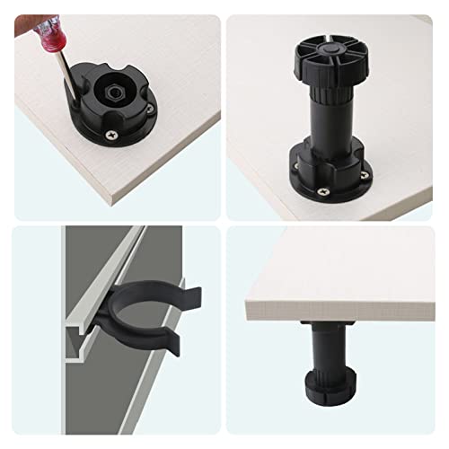 Zócalo de plástico negro con patas ajustables de 15 cm y clips para muebles de cocina 8