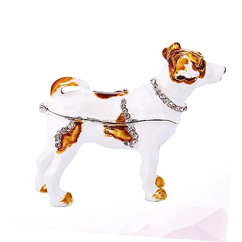 Boîte rangement élégante chiot en résine pour bijoux