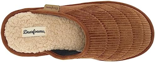 Dearfoams Men's Rocky Mixed Material Indoor/Outdoor Memory Foam Scuff Slipper, Chestnut, 9-10 | Image 4