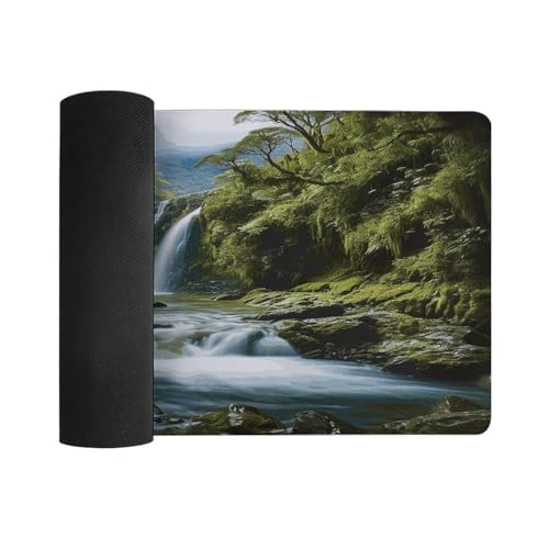 Tapete para escritorio con pintura paisaje de cascada 60x30cm miniatura 3