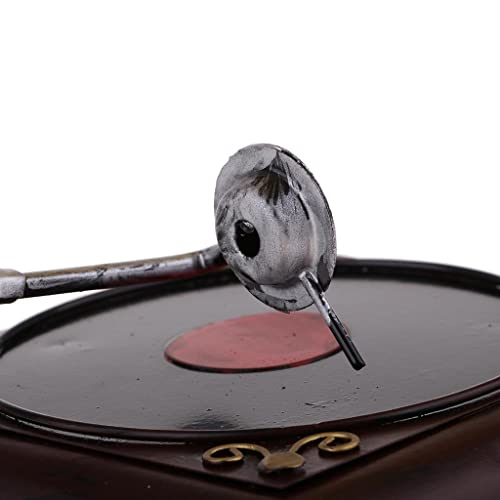 Gramophone miniature rétro harayaa en fer objet décoration maison doré - 2