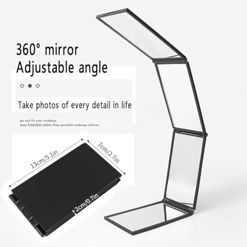 Espejo de maquillaje plegable 360 grados 4 vías miniatura 2