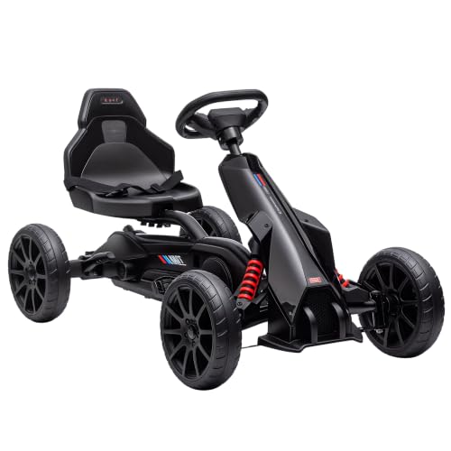HOMCOM Kart Pedales Go Kart a Pedales para Niños de 3-8 Años 30 kg Negro