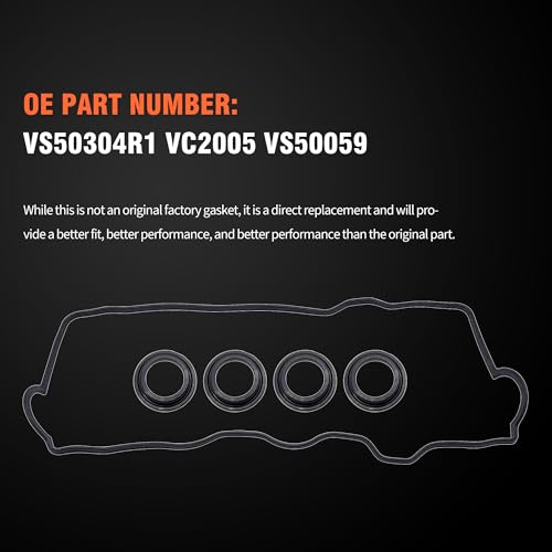 Image of HiSport Valve Cover Gasket - Compatible with Toyota 1987-1991 Camry 1992-2001 Camry 1987-1989 Celica 1990-1999 Celica 1991-1995 MR2 1996-2000 RAV4 1999-2001 Solara 2.0L 2.2L - Replace VS50304R1