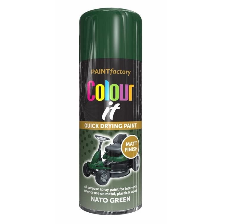 SuperGift.com 2x Nato Green Matt All Purpose Aerosol Spray Paint 400ml Quick Drying Spray, Fast Dry and Excellent Coverage for Metal, Wood, Plastic and More by Diva Gift