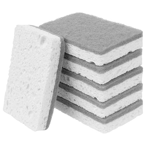 Image of 6 Pack Scrub Sponge, Bulk Sponges, Dual-Sided Cleaning Sponges, Dishwashing Sponge for Kitchen, Bathroom, Dish 4.3 inchx2.8 inchx0.8 inch Grey White
