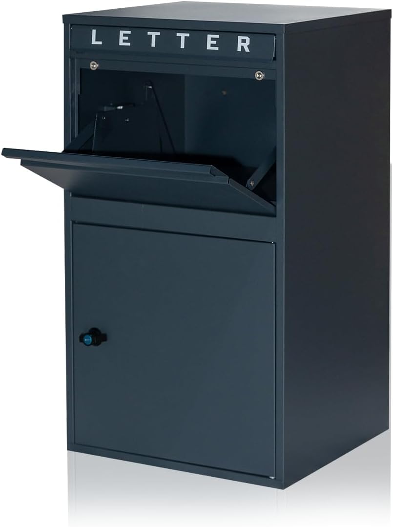 INDIAN DECOR 48463 Package Delivery Boxes for Outside, Large Mailbox for Parcel, Galvanized Steel Parcel Mailbox, Wall Mounted Lockable Anti-Theft for Porch,Curbside.