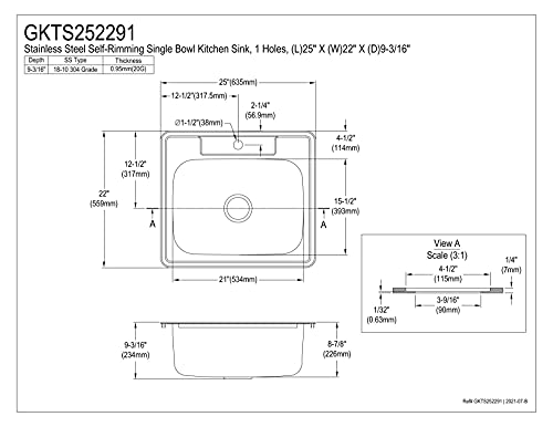 Kingston Brass Gkts252291 Studio Drop-In Kitchen Sink, Brushed #TOP1