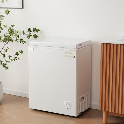 Donext 冷凍庫 90L 家庭用 業務用 ノンフロン チェストフリーザー 上開き フリーザー ストッカー 冷凍 スリム 保存 ストック キッチン家電 省エネ 温度調節7段階 鍵付き バスケット付き 大容量 収納 ホワイト