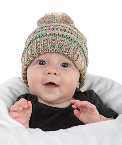 Beanie Infant Baby Skull Cap Hat (POM) - 4-Tone Rainbow #11