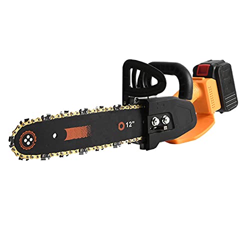 Mini tronçonneuse portative de 12 pouces, Tronçonneuse Électrique sans Fil,sécateur portable, 2pcs batterie au lithium rechargeable scie électrique scie pour la coupe du bois de jardin