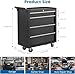 GarveeHome 4-Drawer Tool Chest, Rolling Tool Box with Wheels and Lock System, Portable Storage Rolling Tool Chest for Warehouse, Workshop & Repair Shop, Black
