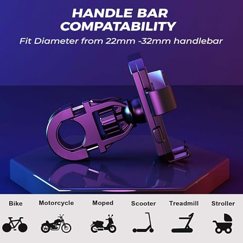 Image of Kratos Mobile Holder for Bike with One-Touch Lock, 360 Rotating Adjustable Phone Mount for Bike Handlebar, Heavy Duty Shockproof Mobile Stand for Motorcycles, Universal Anti-Slip Bike Mobile Holder