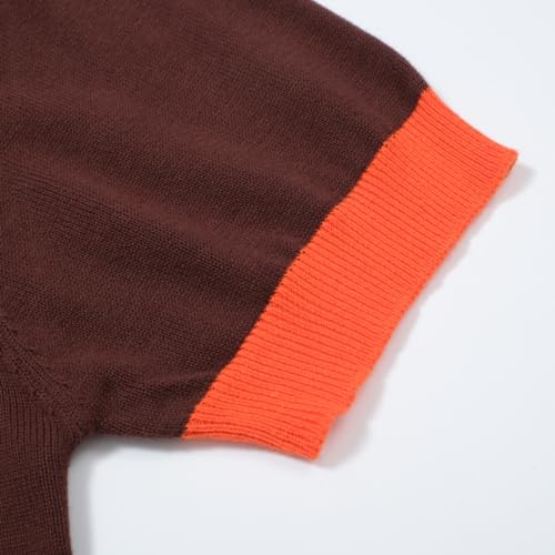 OXKnit Women's Short Sleeve Red Flowers Knitted Vintage T-Shirt, 1960s Mod Style Casual Cotton Knitted Retro T-Shirts4