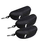 LERTREE Estojo de óculos de sol portátil à prova d'água com zíper, caixa rígida com clipe, 3 peças, tamanho �nico