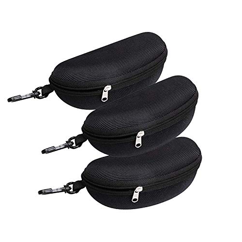 LERTREE Estojo de óculos de sol portátil à prova d'água com zíper, caixa rígida com clipe, 3 peças, tamanho �nico