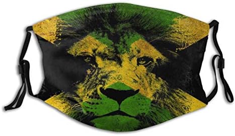 Jreergy Face Mask Bandanas With 2 Filter,Jamaican Flag Lion Adjustable Masks,Face Balaclava Windproof For Men Women