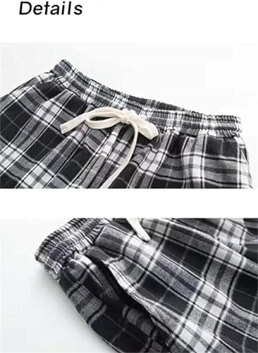 Womens Casual Plaid Baggy Pants High Waisted Goth Grunge Pant Y2K Clothes Drawstring Pants Streetwear2