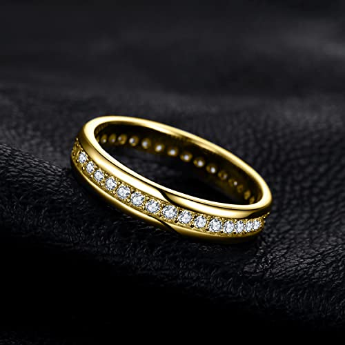 JewelryPalace Cubic Zirconia Eternity Wedding Bands For Women, 14K Yellow Rose Gold Plated 925 Sterling Silver Anniversary Promise Rings for Her, CZ Simulated Diamond Wedding Ring Jewelry Channel Set3