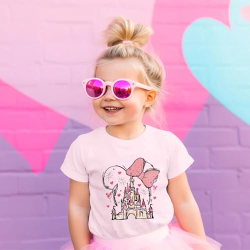 Image of Graphic Shirts for Girls Cute Bow T Shirt Kids Toddler Holiday Tshirt Vacation Trip Summer Tee Cotton Tops