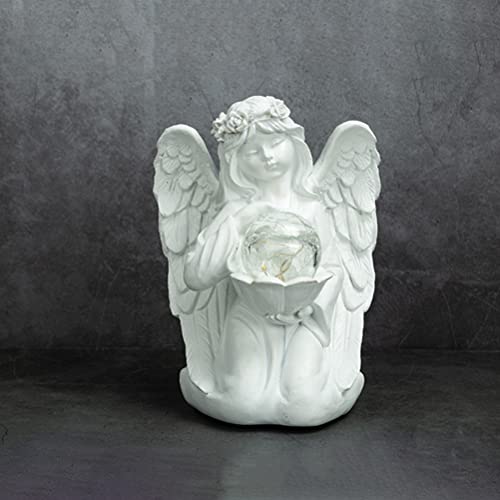 ibasenice Casa jardim cena decoração brilhante anjo decoração resina artesanato anjo figurine