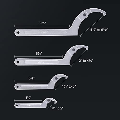 Orion Motor Tech 8Pc Adjustable Pin Spanner Wrench Tool Set, Spanner Nut Wrench Tools With Changeable Heads For Pipes Heating Cars, Coilover Hook Wrenches For Suspension System, 3/4" To 6-1/10" #TOP5