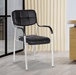 Da URBAN® Barfi Leatherette | Heavy Duty Metal Frame| Visitor/Study/Office Chair with Arms (Black)
