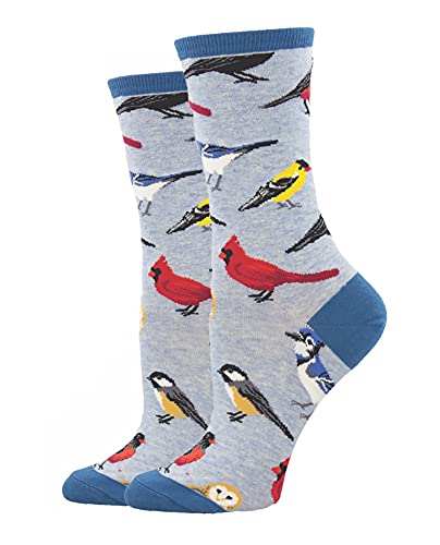 Socksmith Bird Is The Word Blue Heather 9-11 (Womens Shoe Sizes 5-10.5)