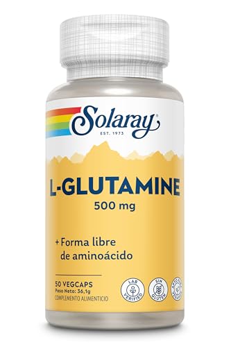 Solaray L Glutamine 500mg | Recuperación muscular saludable, apoyo gastrointestinal e inmunológico | Sin Gluten | Apto Para Veganos | 50 VegCaps