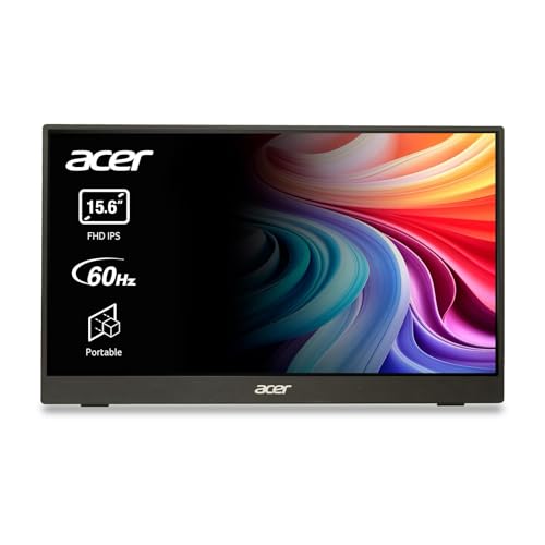 acer PM161QB1bmiuux Monitor AdaptiveSync da 15.6", Display IPS Full HD, 60 Hz, 4 ms (GTG), 16:9, USB Type-C, HDMI 1.4, Schermo PC con Contrasto 100M:1, Lum 250 cd/m2, Cavi HDMI e Type-C Inclusi, Nero