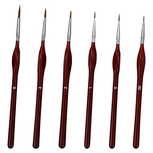Fine Detail Paint Brush Set 6pcs Tip Professional Artist Miniature Paint Brushes Fine Lines for Detailed Watercolor Acrylic Oil Painting