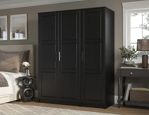 Palace Imports Solid Wood Urban 3-Door Wardrobe Armoire with Raised