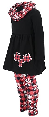 Image of Unique Baby Girls Kids Toddler 3pc Outfit Set Long Sleeve Stretch Tunic Top Leggings and Scarf