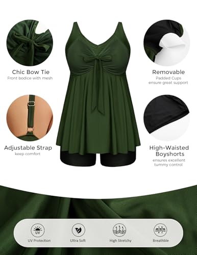 Hanna Nikole 2025 Tankini Swimsuits for Women V Neck Tie Wrap Flowy Tummy Control Swimsuits Bathing Suits S-26Plus4
