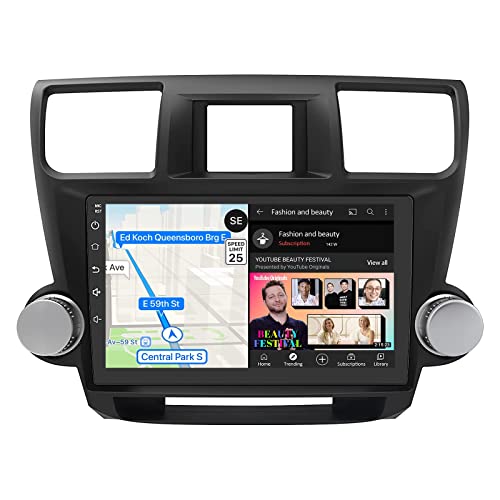 Car Stereo Radio for Toyota Highlander 2008 2009 2010 2011 2012 2013, Android 10.0 Support Carplay Andriod Auto Free Backup Camera Bluetooth AM FM WiFi GPS Navigation 2G RAM 32G ROM