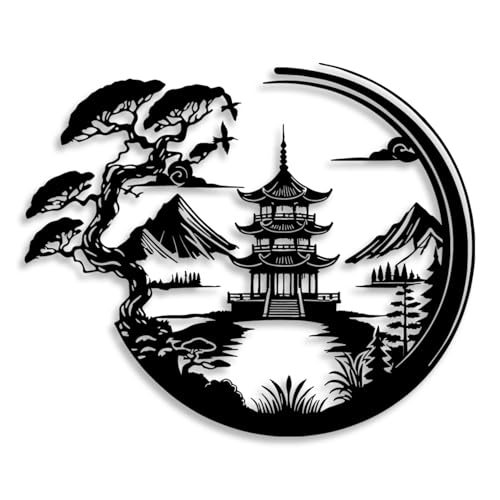 LIYOUYA Bonsai Tree Torii Gate Metal Wall Decor - Japanese