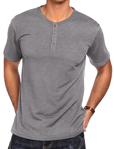 coofandy men39s 3 pack henley shirts short sleeve casual basic tees classic henley summer solid t shirts with pocket