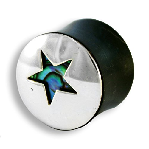 Preisvergleich Produktbild Island Piercings PAAR Horn Silber Abalone Plugs Ohr Piercing 12mm