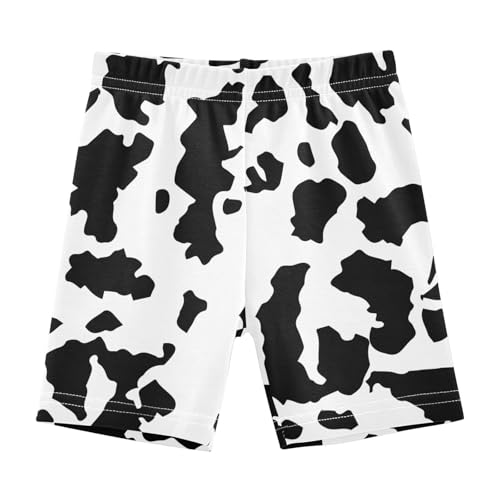 JHKKU Girls Cow Print Shorts Cotton Cartwheel Bike Kids Biker Under Dress Dance Short Girl Clothes 8Y