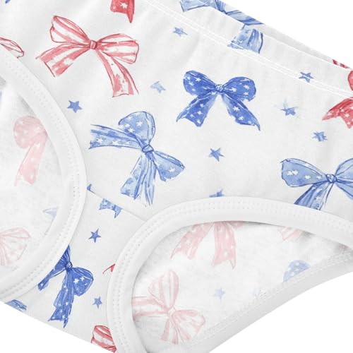 Wusikd Red White Blue Bows Girls' Underwear Cotton Watercolor Girls Briefs Soft Toddler Underwear 2T4