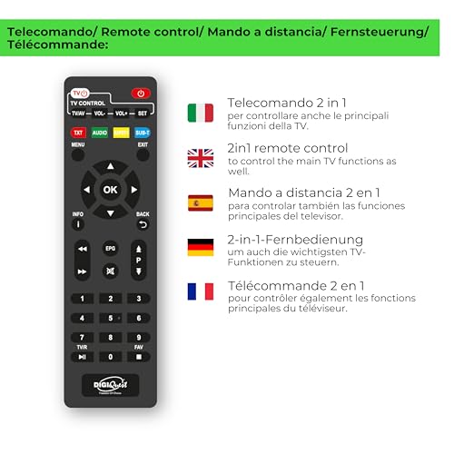 Digiquest XO Stick décodeur DVB-T2 noir doté d'une télécommande 2 en 1 pratique