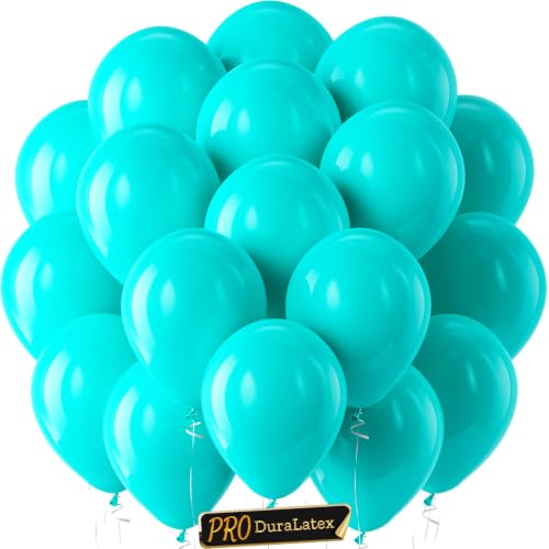 Image of Bezente Pro Duralatex Teal Extra-Thick Balloons 120 Pack 10 inch | Turquoise Balloons for Wedding Graduation Birthday Engagements Bridal Shower Gender Reveal Party Backdrop Decorations