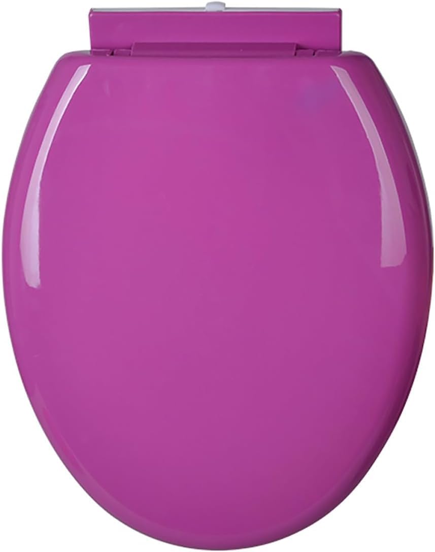 Round PP Material Toilet Seat with Lid,Quiet Soft Close Loo Seat Cover,Quick Release O-Shaped Loo Seat Cover for Easy Cleaning,Simple Top Fixing (Purple)