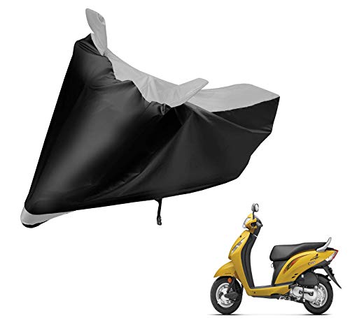 Image of Auto Hub Scooty Cover Compatible with Activa i with Mirror Pocket, Dustproof, Heat Resistant, Triple Stitched, Activa i Scooty Cover- Navy, Silver