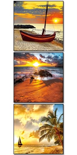 BERLIG Glasbilder Set 3-teilig 30x30 cm – Sicherheitsglas Wandbilder – Strahlende Farben – 4...